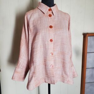 Molly Bracken Lili Sidonio Woven Jacket Button Up Orange Coral Size S